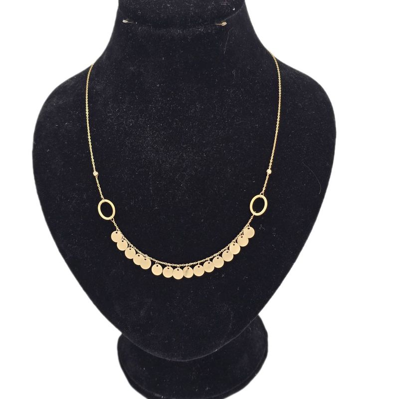 گردنبند طلا کم اجرت 18 عیار زنانه با طرح حلقه ای (فلامینگو) گالری طلا و شمش برلیان مدل پولکی کد 2
